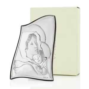 obrazek srebrny matka boska na prezent na chrzest