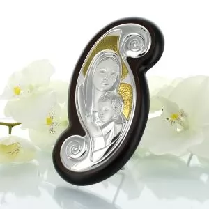 srebrny obrazek Matka Boska z Dzieciątkiem